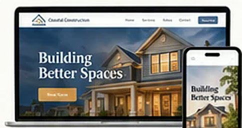Coastal Construction website shown on a laptop and phone