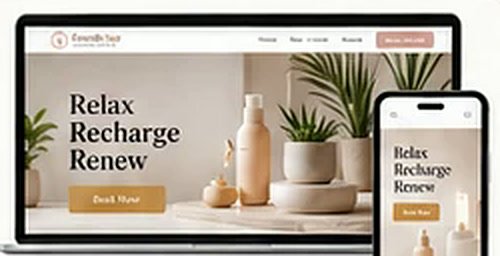 Serenity Spa website shown on a laptop and phone